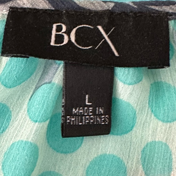 BCX Size Large Blue Green and Yellow Blouse - Picture 3 of 7